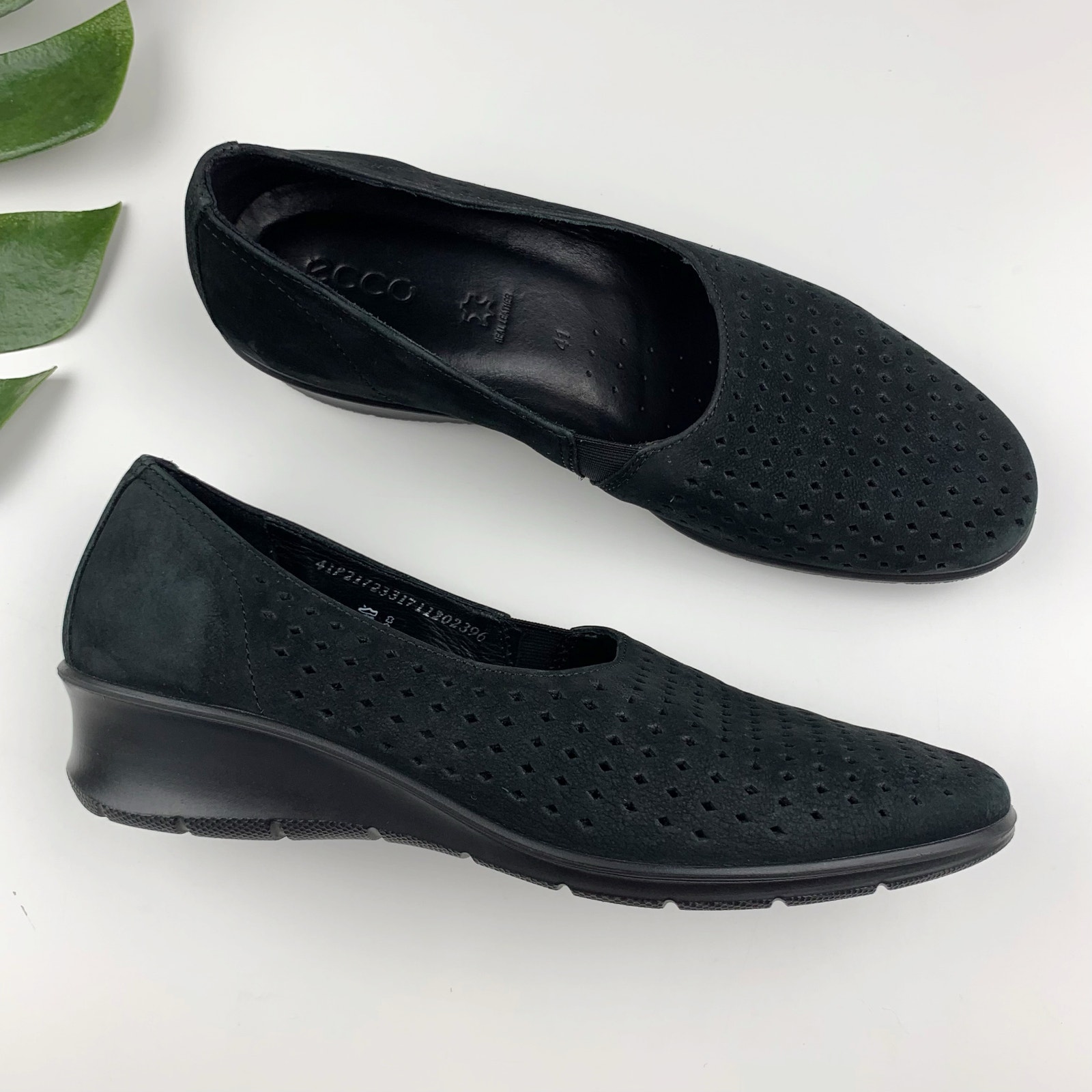 Ecco Felicia Summer Comfort Shoes Perforated Black Nubuck Women's 41 US 10/10.5