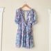 NWT For Love & Lemons Shelly Floral Lilac Ruffle Mini Dress Size Large