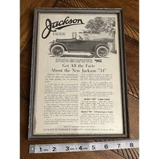 1916 JACKSON AUTOMOBILE Rare Framed “34” Automobile Advertisement 8x11