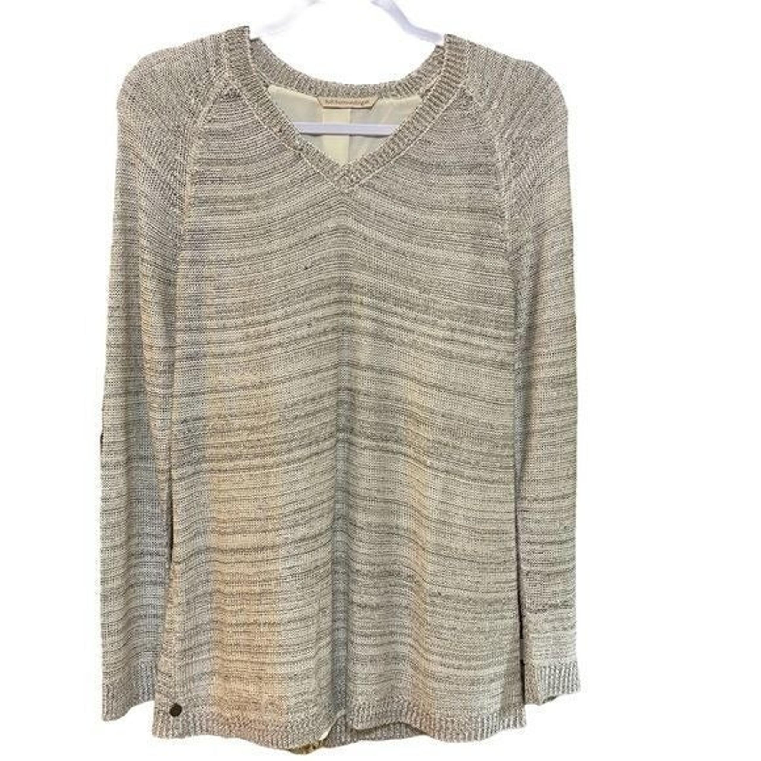 Soft Surroundings Sweater V Neck Long Sleeve Gold Open Back Women's Size Small