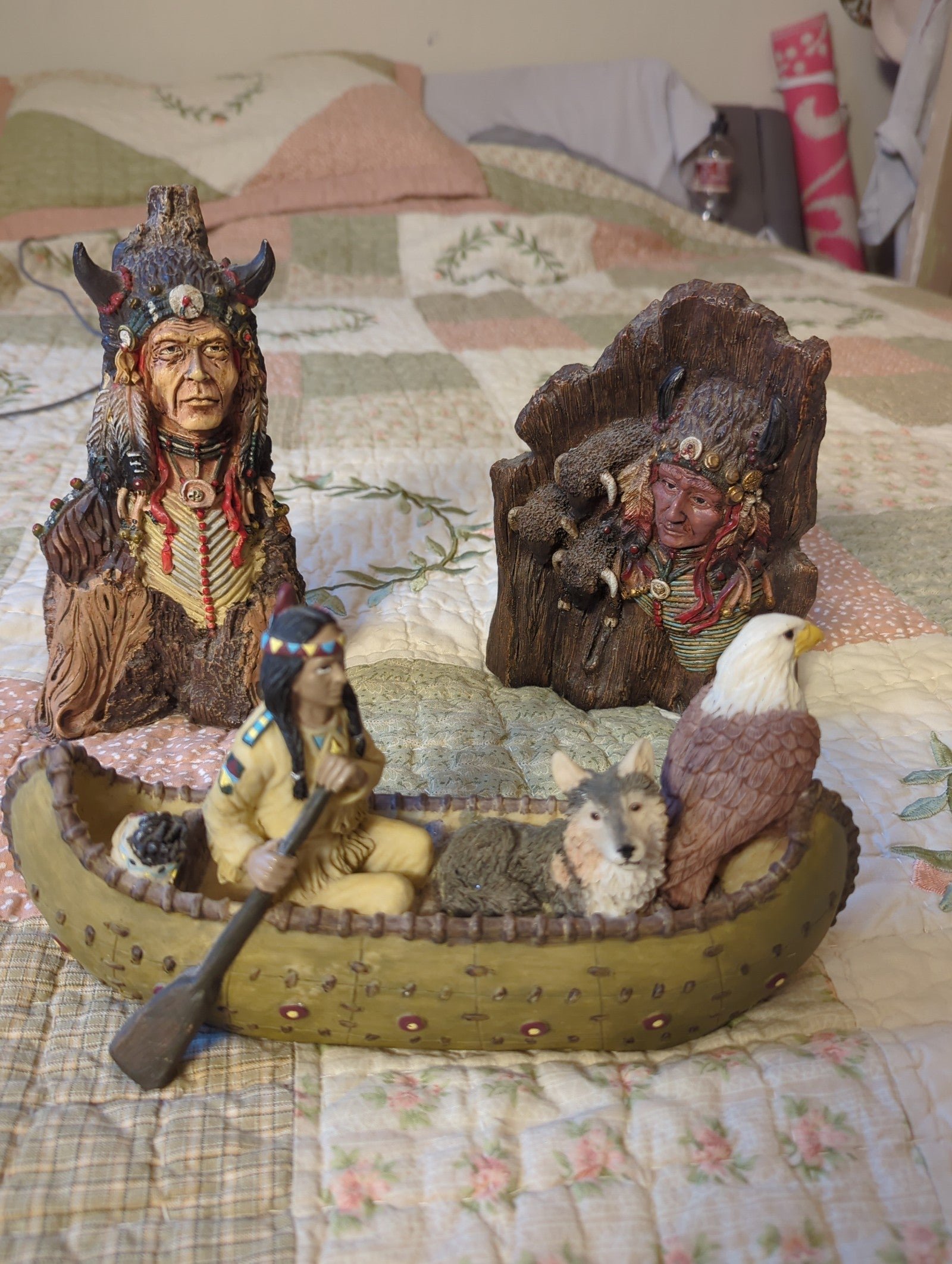 3 pc. Native American statues