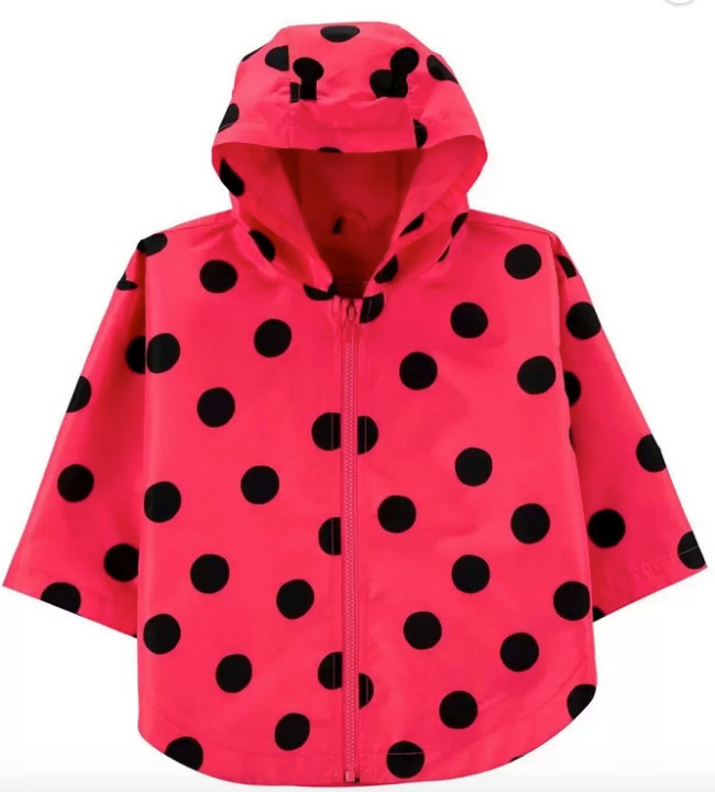 NWT 24m ladybug antennae spring summer fall rain coat jacket carters polka dot