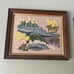 1973 Vintage MCM crewel embroidery Needlepoint framed Floral Art 23 1/4 X 19 1/2