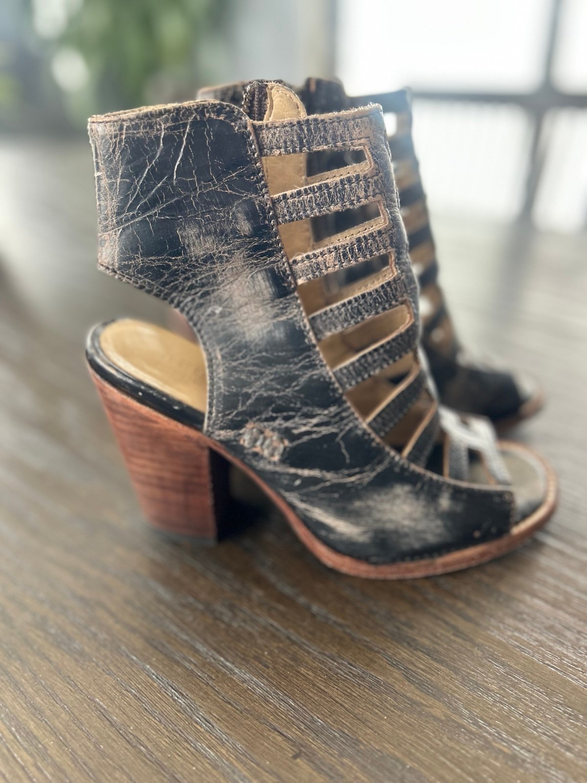 Bed Stu gladiator heel sandals peep toe
