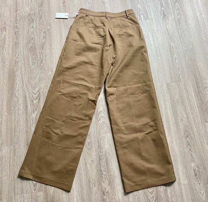 New Good American Brown High Rise Wide Leg Stretch Cotton Pants 6/28