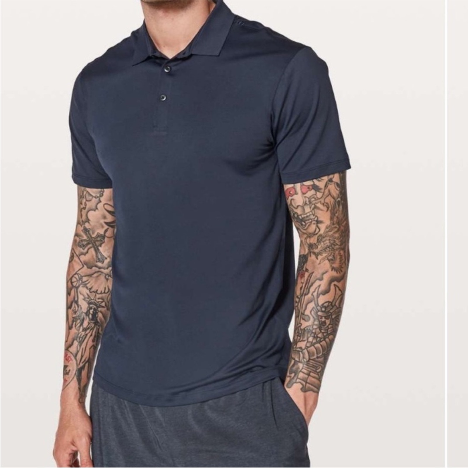 Lululemon propel stretch polo shirt navy blue medium