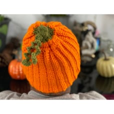 Pumpkin head crochet beanie/hat, hand made uni Adult size