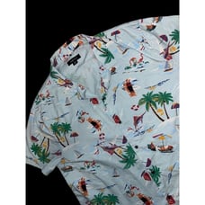 Akoo Mens Button Up Surf Shirt Men's Blue Size XXL Short Sleeve Hawaiian Aloha
