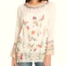 Johnny Was Gella ivory rayon floral butterfly embroidered Boho tunic top S NWT
