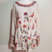 Johnny Was Gella ivory rayon floral butterfly embroidered Boho tunic top S NWT