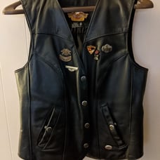 Harley Davidson Leather Vest Women's Professional Leather Black Medium