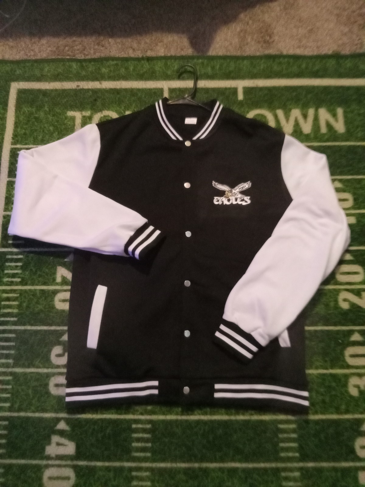 Retro Vintage Philadelphia Eagles Black / White Varsity Jacket Coat New W Tags M