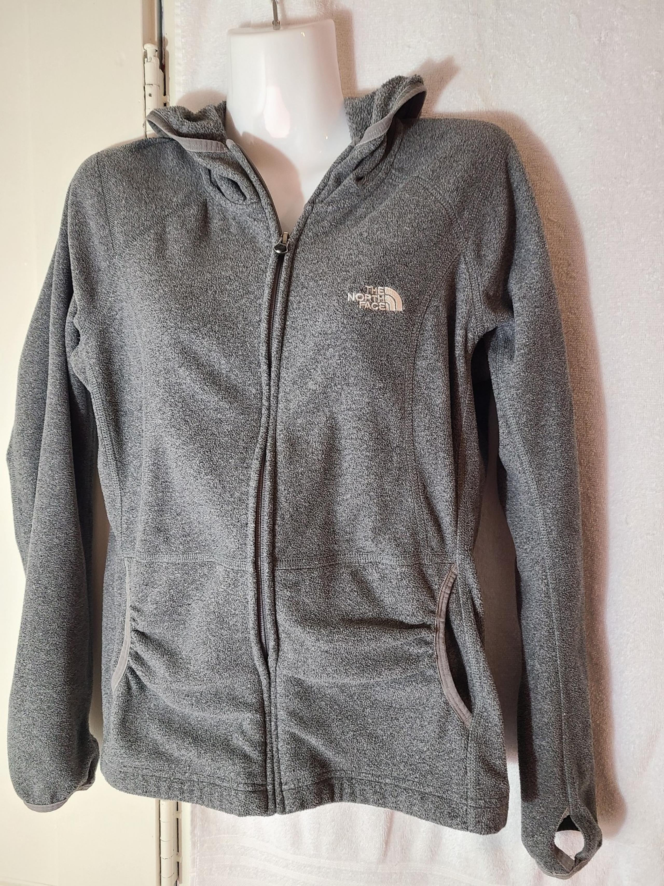 The North Face Women's Full zip Fleece Jacket Hooded Medium Sz M Gray color