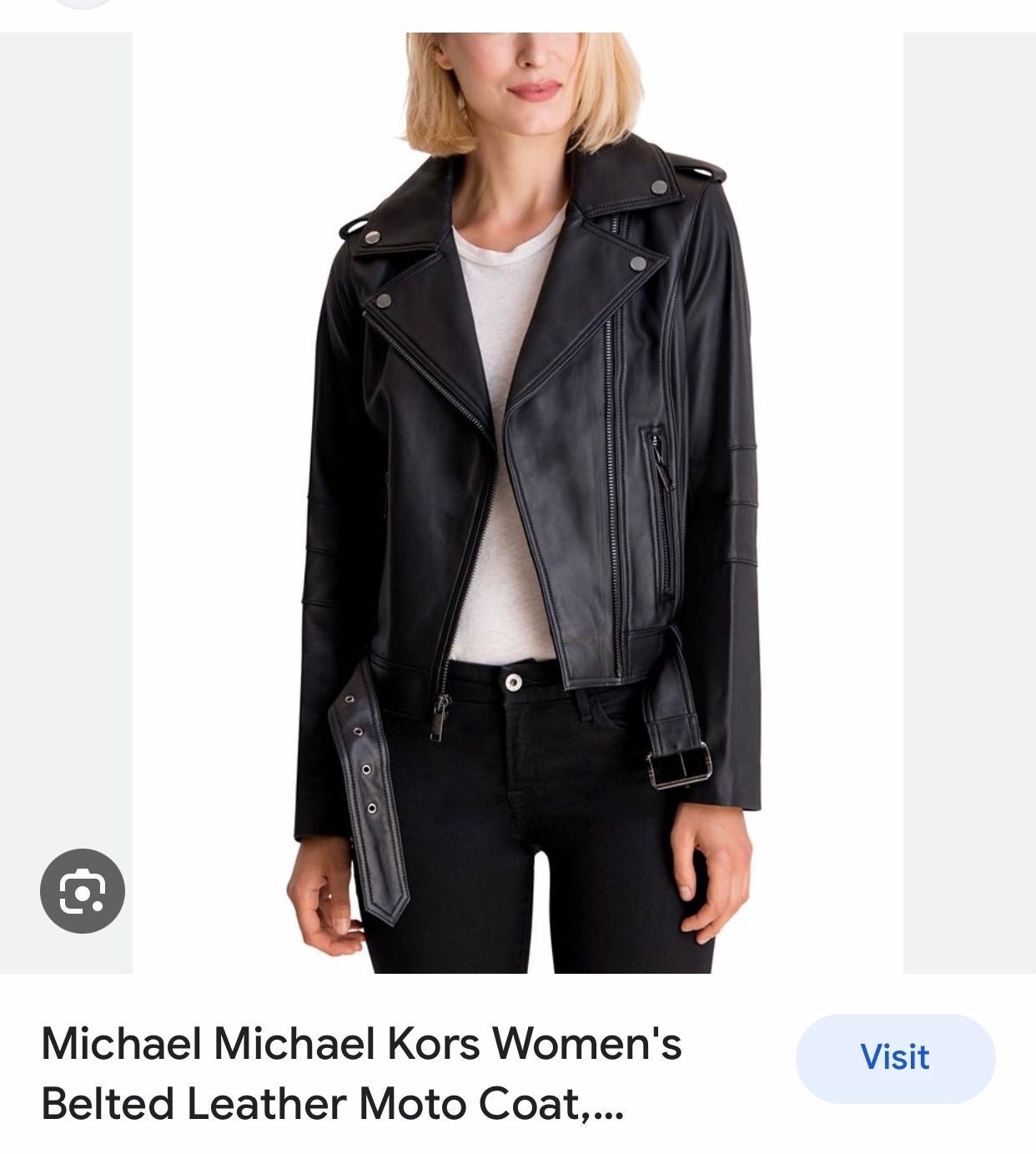 MICHAEL MICHAEL KORS Women's Belted Leather Moto Coat