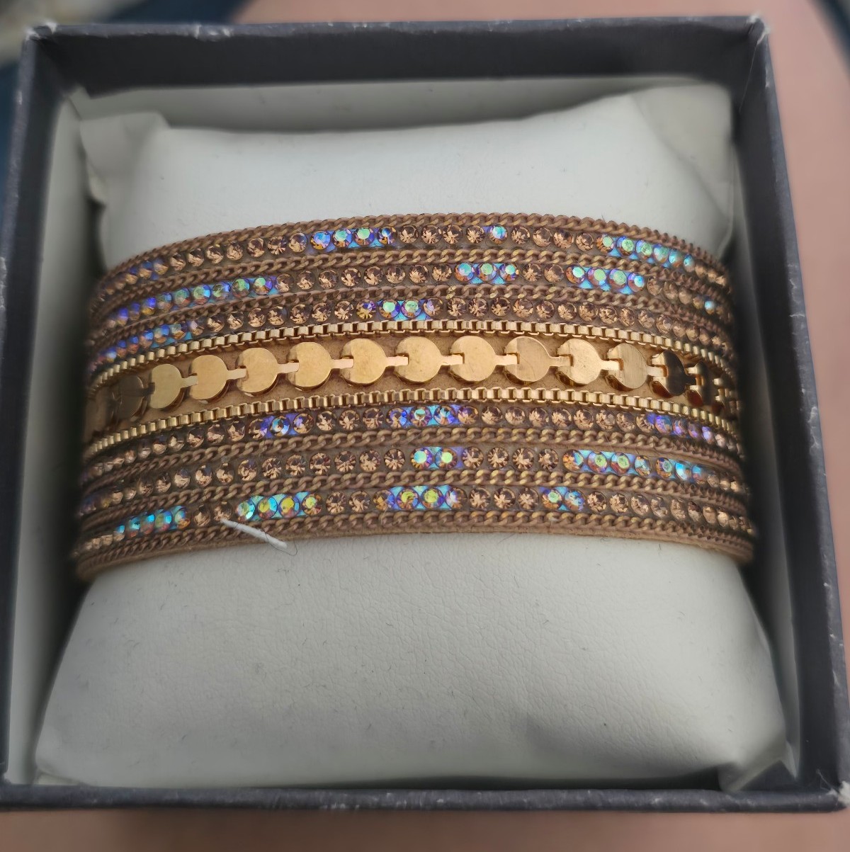 Boho Multilayer Leather Bracelet with Druzy Stone & Magnetic Clasp by Saachi