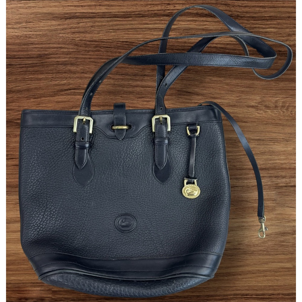 Vintage Dooney & Bourke Purse Black Shoulder Bucket Bag Tote