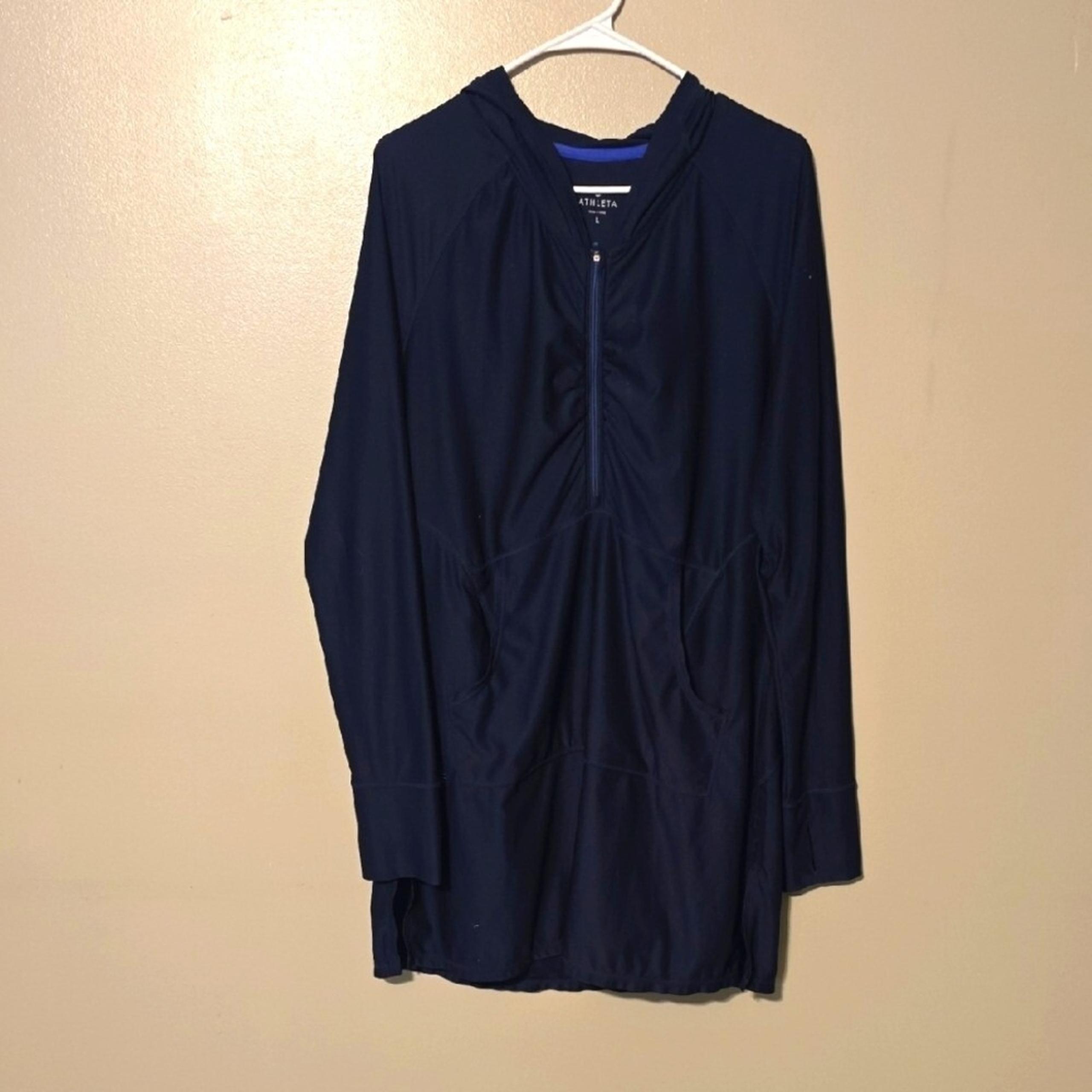 Athleta Swimwear Cover Up Quarter Zip Navy Blue Womens Size Large