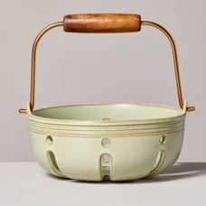 Stoneware Berry Bowl with Carrying Handle Green - Hearth & Hand™ with Magnolia