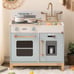 Play Kitchen for Toddlers,Wooden Kids Play Kitchen Playset with Lights & S