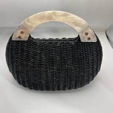 Kate Spade plastic handle clasp basket bag in black