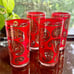 Vintage 1960s Culver MCM Red & Gold Paisley High Ball Glasses Set of 4