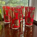 Vintage 1960s Culver MCM Red & Gold Paisley High Ball Glasses Set of 4