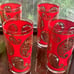 Vintage 1960s Culver MCM Red & Gold Paisley High Ball Glasses Set of 4