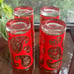 Vintage 1960s Culver MCM Red & Gold Paisley High Ball Glasses Set of 4