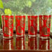 Vintage 1960s Culver MCM Red & Gold Paisley High Ball Glasses Set of 4