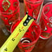 Vintage 1960s Culver MCM Red & Gold Paisley High Ball Glasses Set of 4