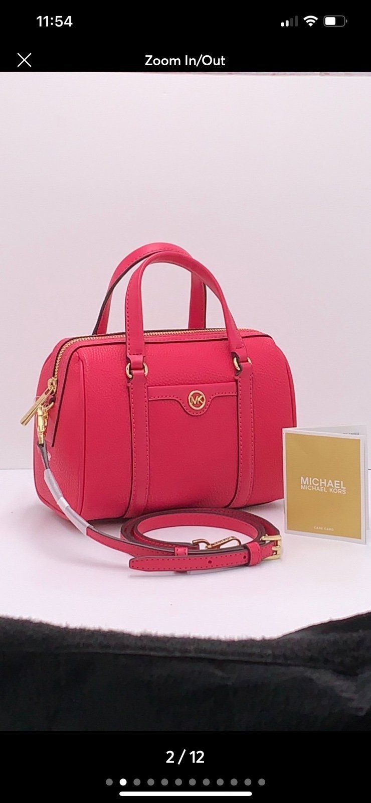 Michael Kors Travel Small Duffle Leather Crossbody Satchel Electric Pink NWT