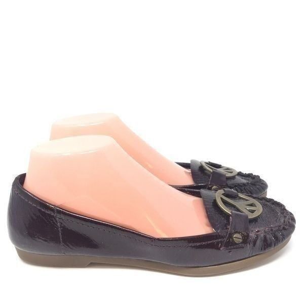 Kors Michael Kors Women’s Patent Leather Flats Size 9.5 Peace Sign Burgundy