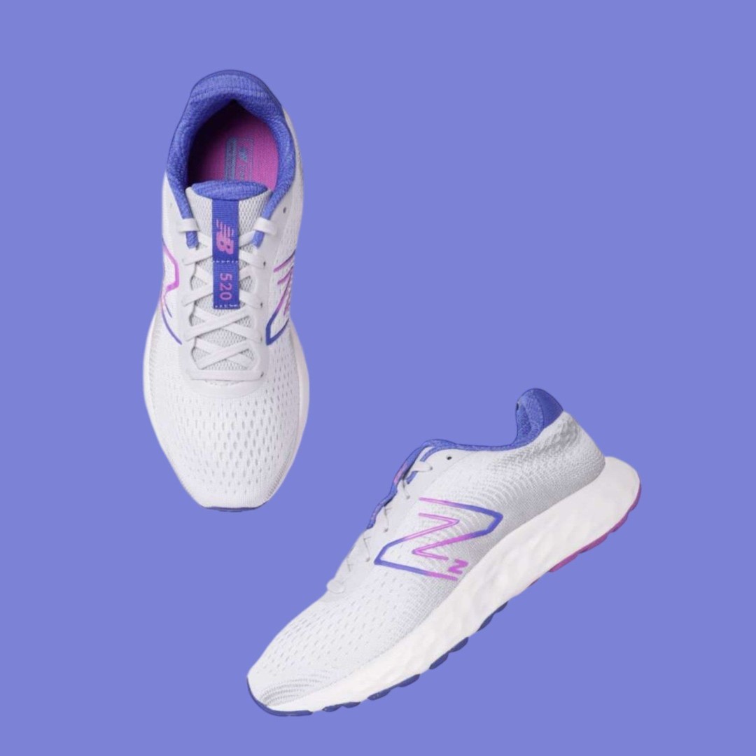 New Balance 520v8 W520EP8 Womens White Blue Lace Up Running Shoes Size 7.5