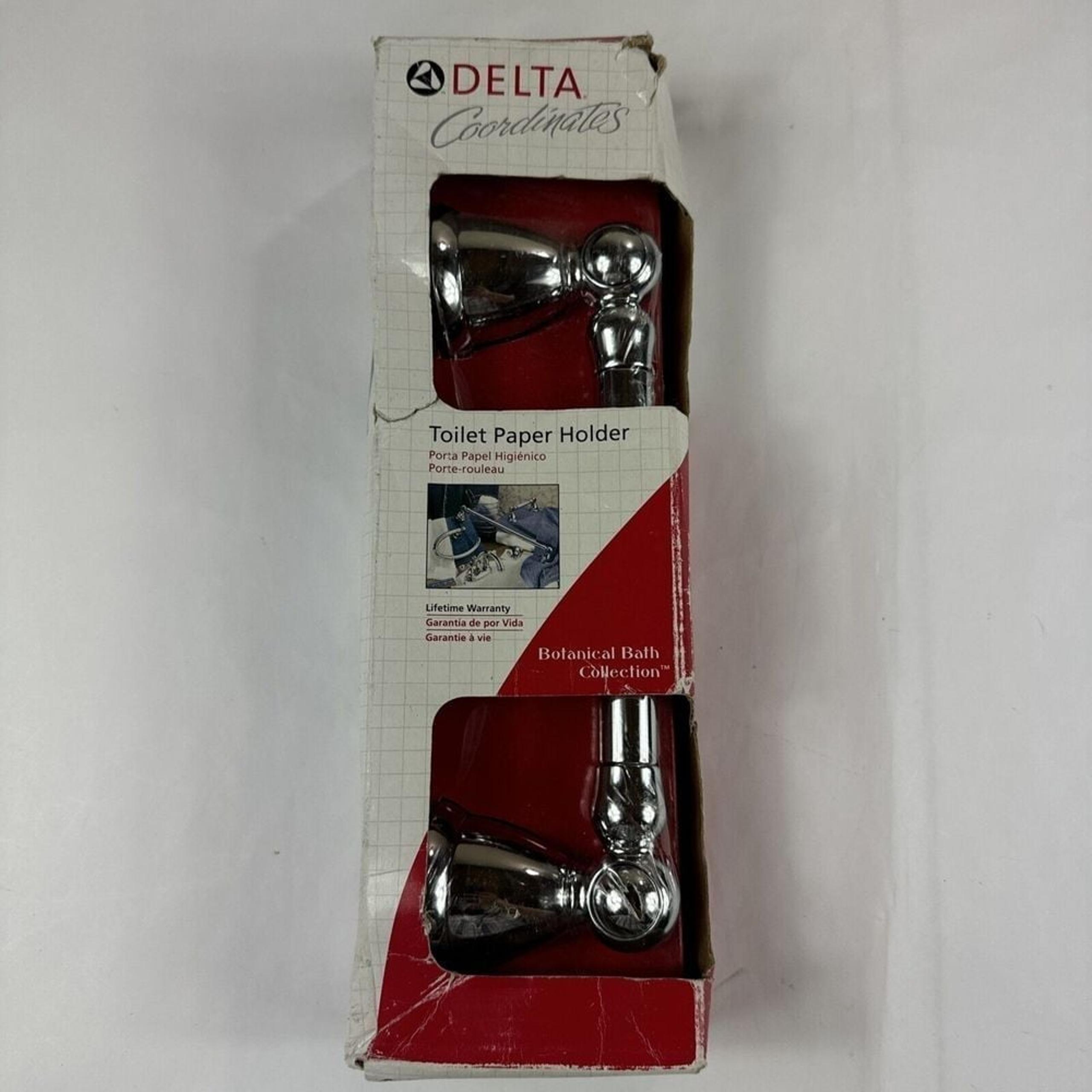 NOS Delta Coordinates TOILET PAPER Holder Chrome Finish 76050 Botanical Bath NEW