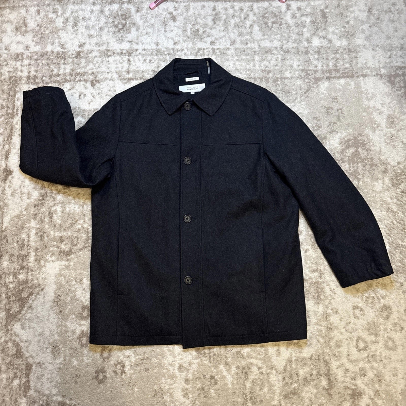 perry ellis portfolio men's wool blend coat