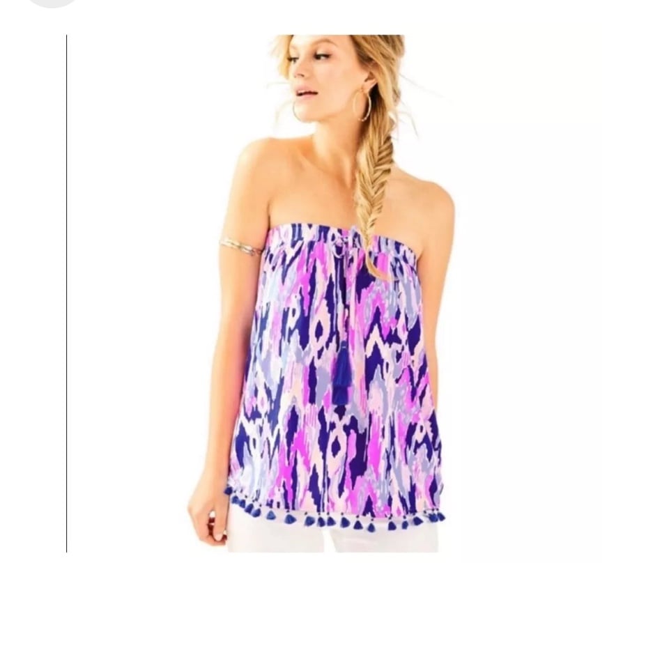 Lilly Pulitzer Palma Strapless Tube Top in One Too Many Print S Multicolor