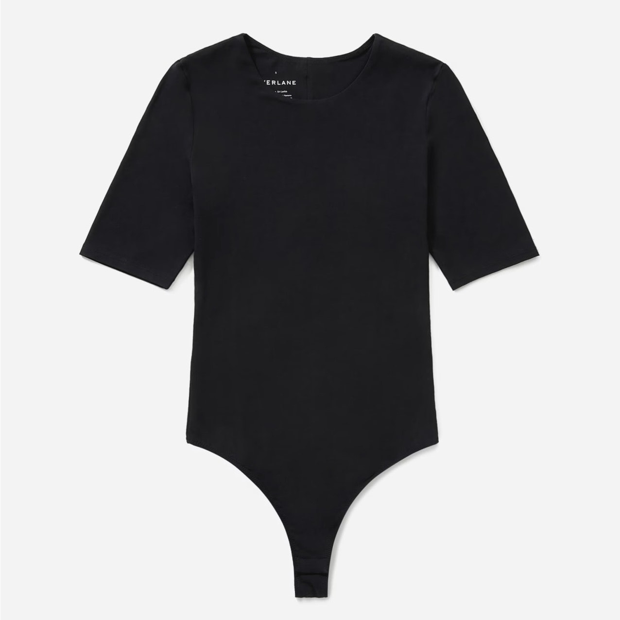 NWT Everlane The Short-Sleeve Crew Neck Bodysuit Thong Cut Black Size XL