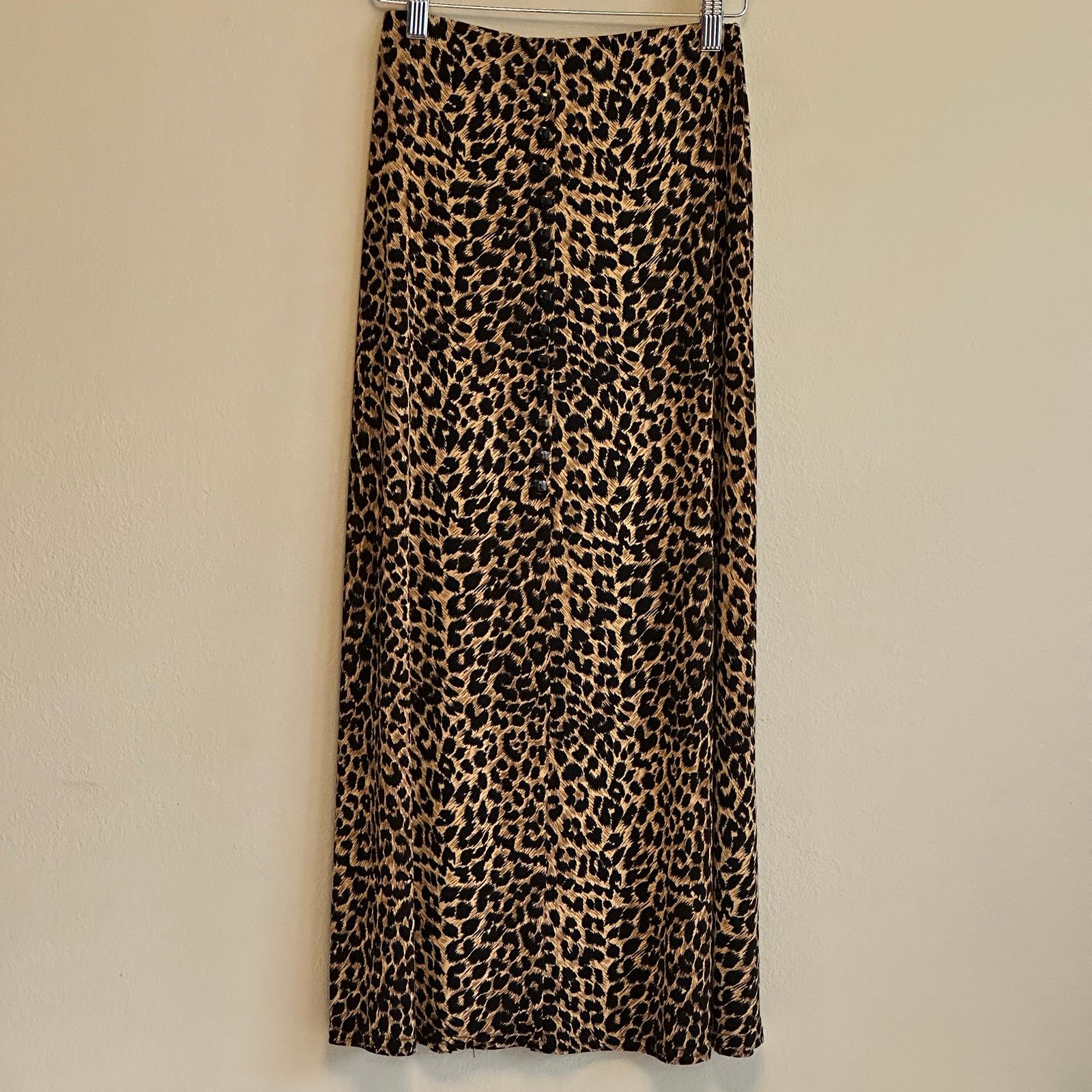 VTG Y2K EZ Town Leopard Print Skirt Elastic Made USA Size Small 90s Glam Grunge