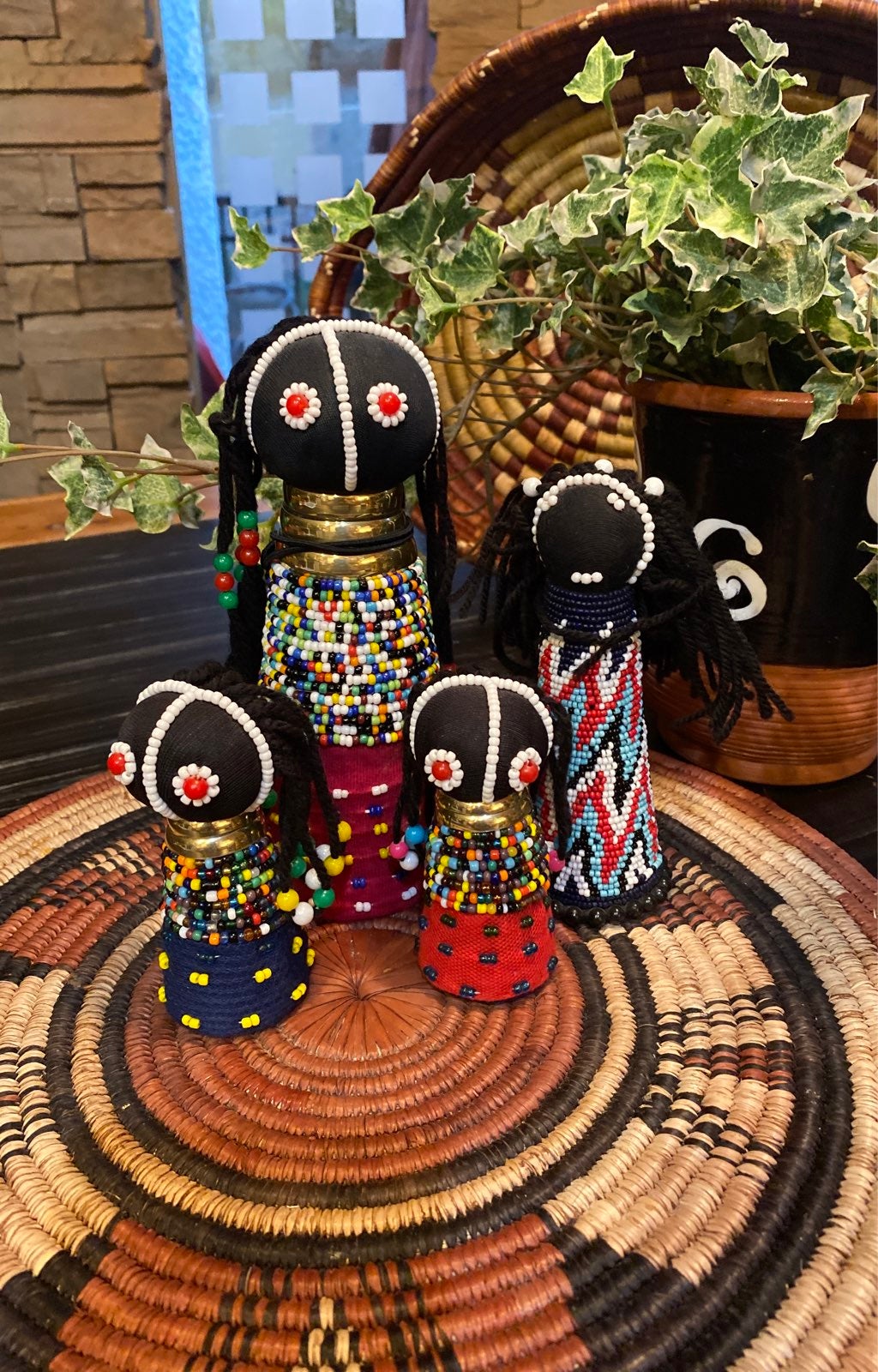 Set if 4 African Zulu ceremonial dolls