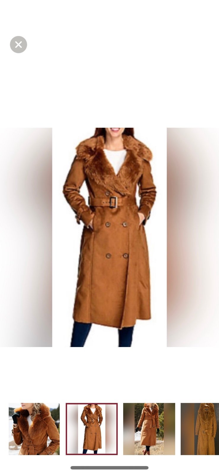 Fur trim camel coat
