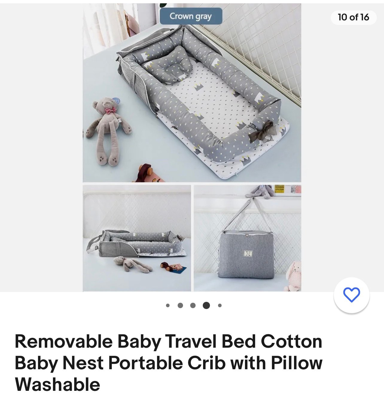 Removable Baby Travel Bed Cotton Baby Nest Portable Crib with Pillow Washable