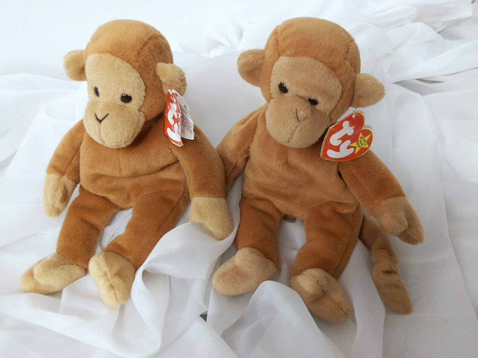 Ty RARE Beanie Baby - Bongo 1995 Monkey PVC - DOUBLE LOT
