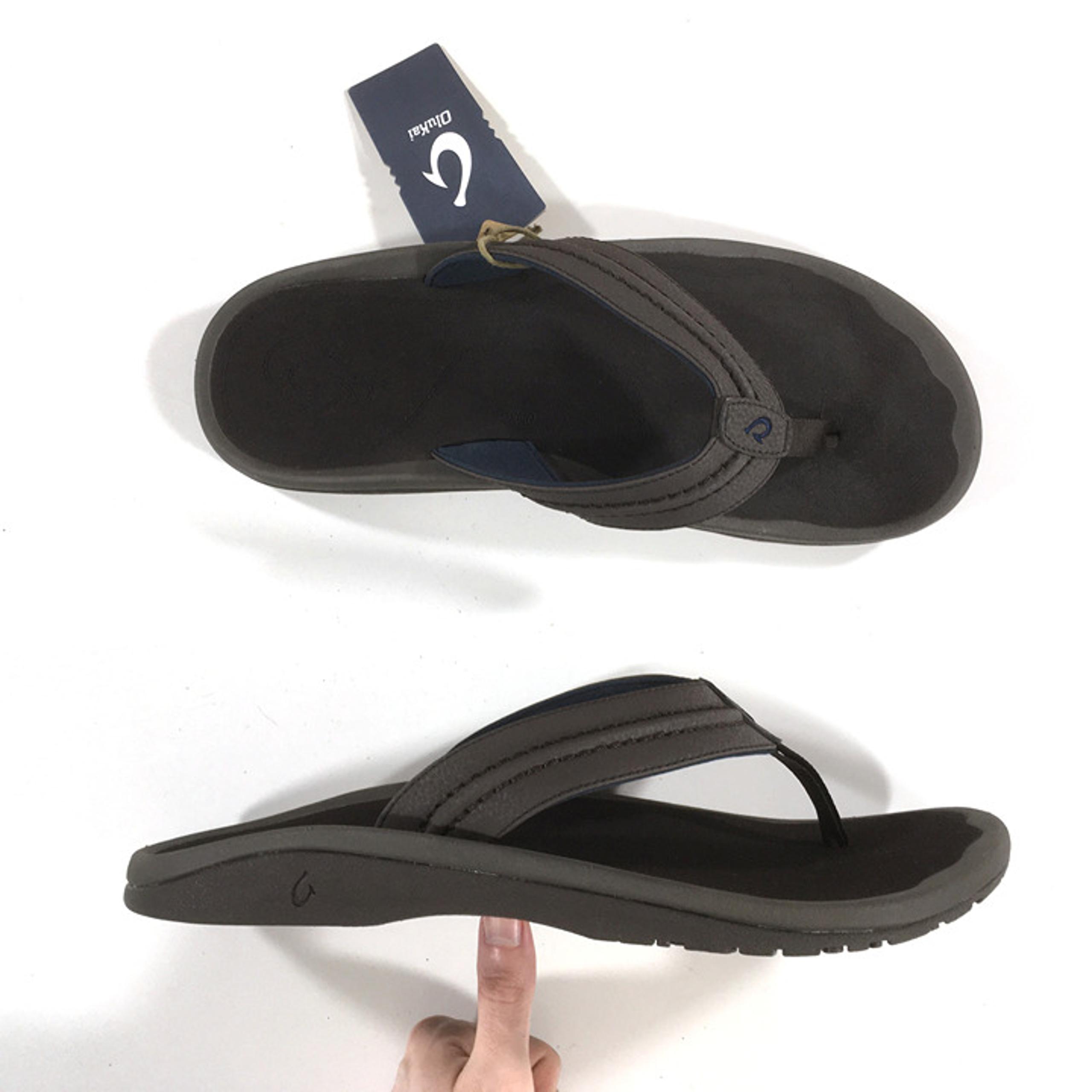 Olukai Hokua Flip Flop Thong Beach Sandals Mens Size 15 Dark Wood Brown