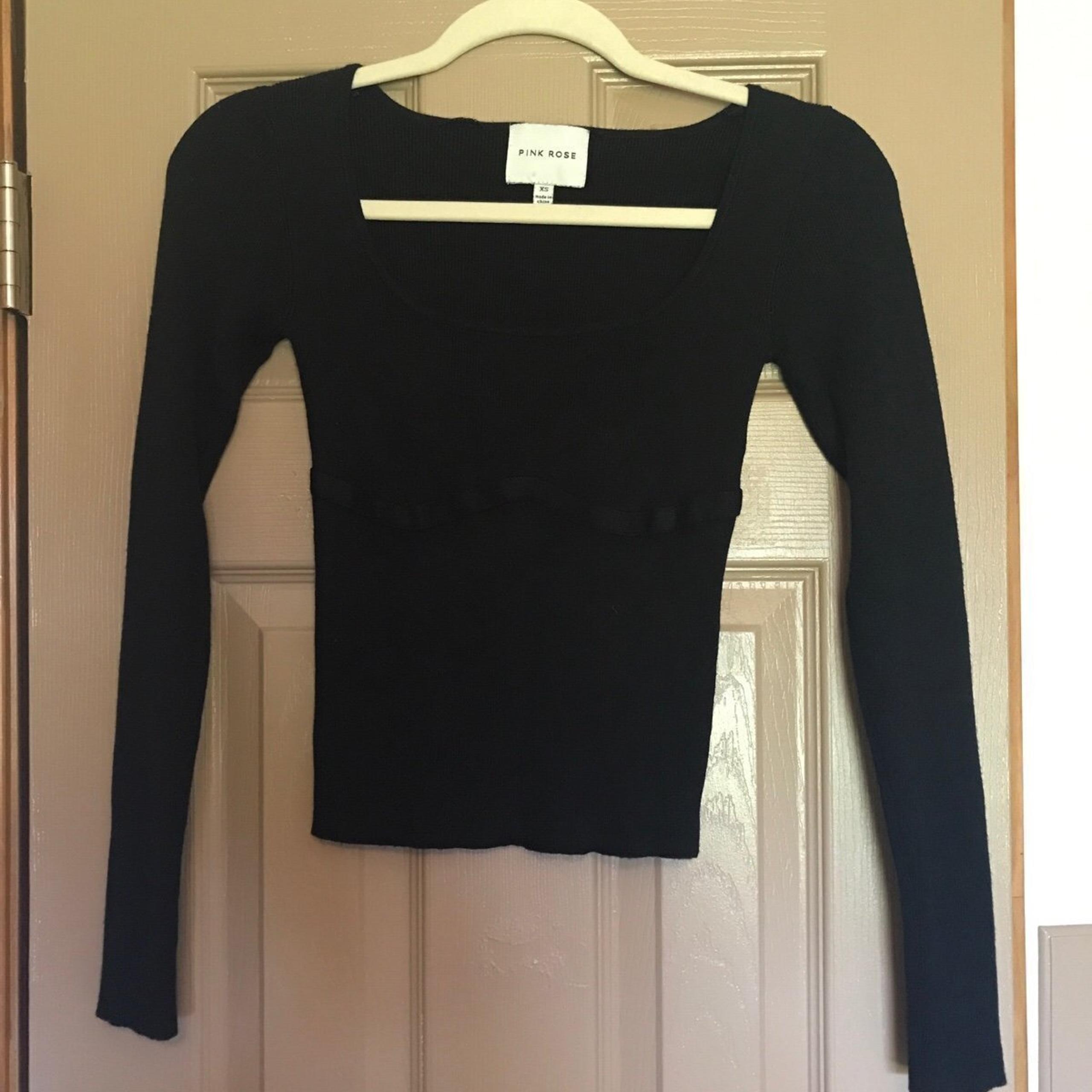Pink Rose Black Crop Top XS