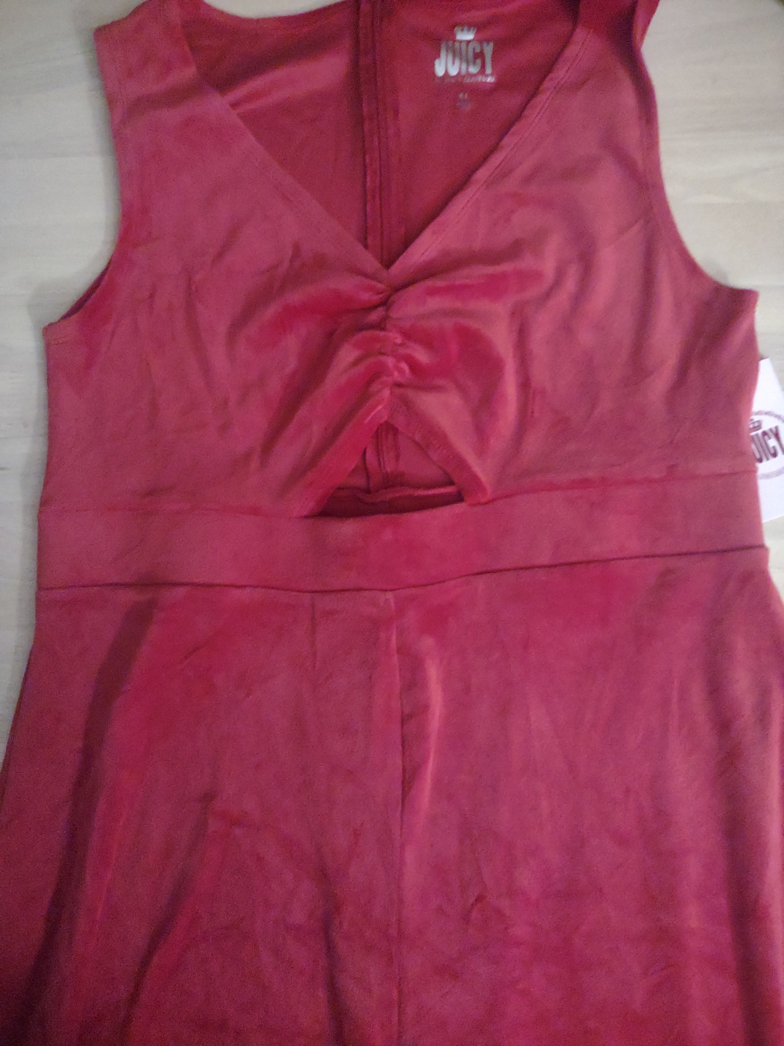 Juicy by Juicy Couture Cherry Red Velvet Velour Jumpsuit Y2k