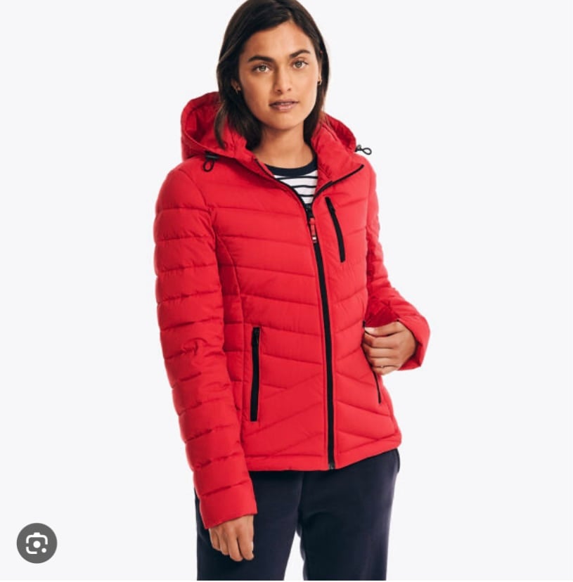 NWOT! Red Nautica Hooded Packable Puffer Coat