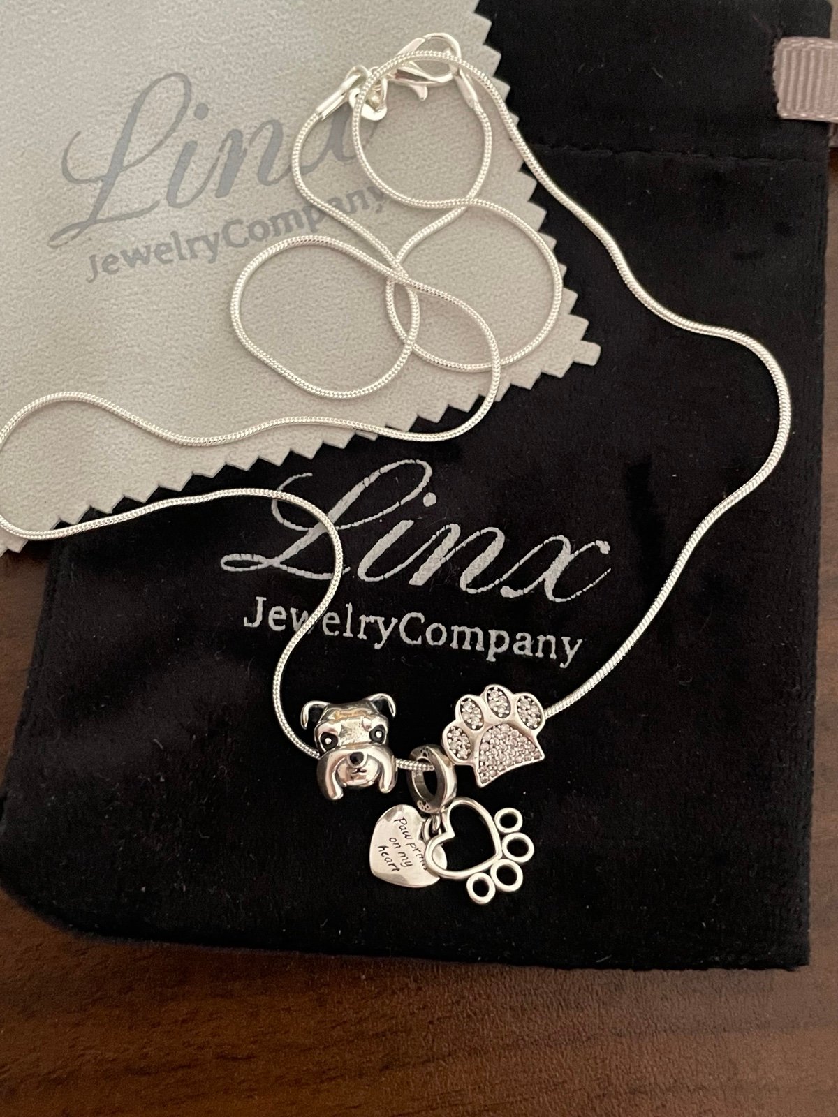 22in Silver Necklace with Schnauzer Charms 925 sterling silver