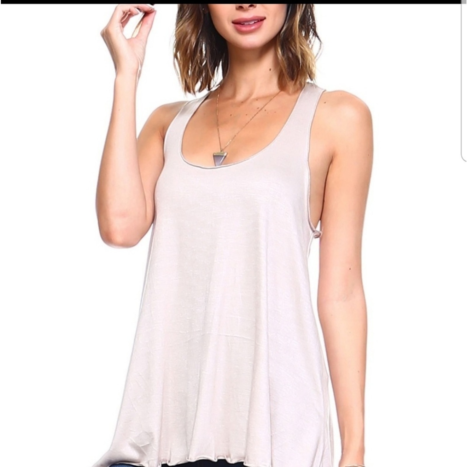 Small Simplicitie racerback swing tank light mocha tan