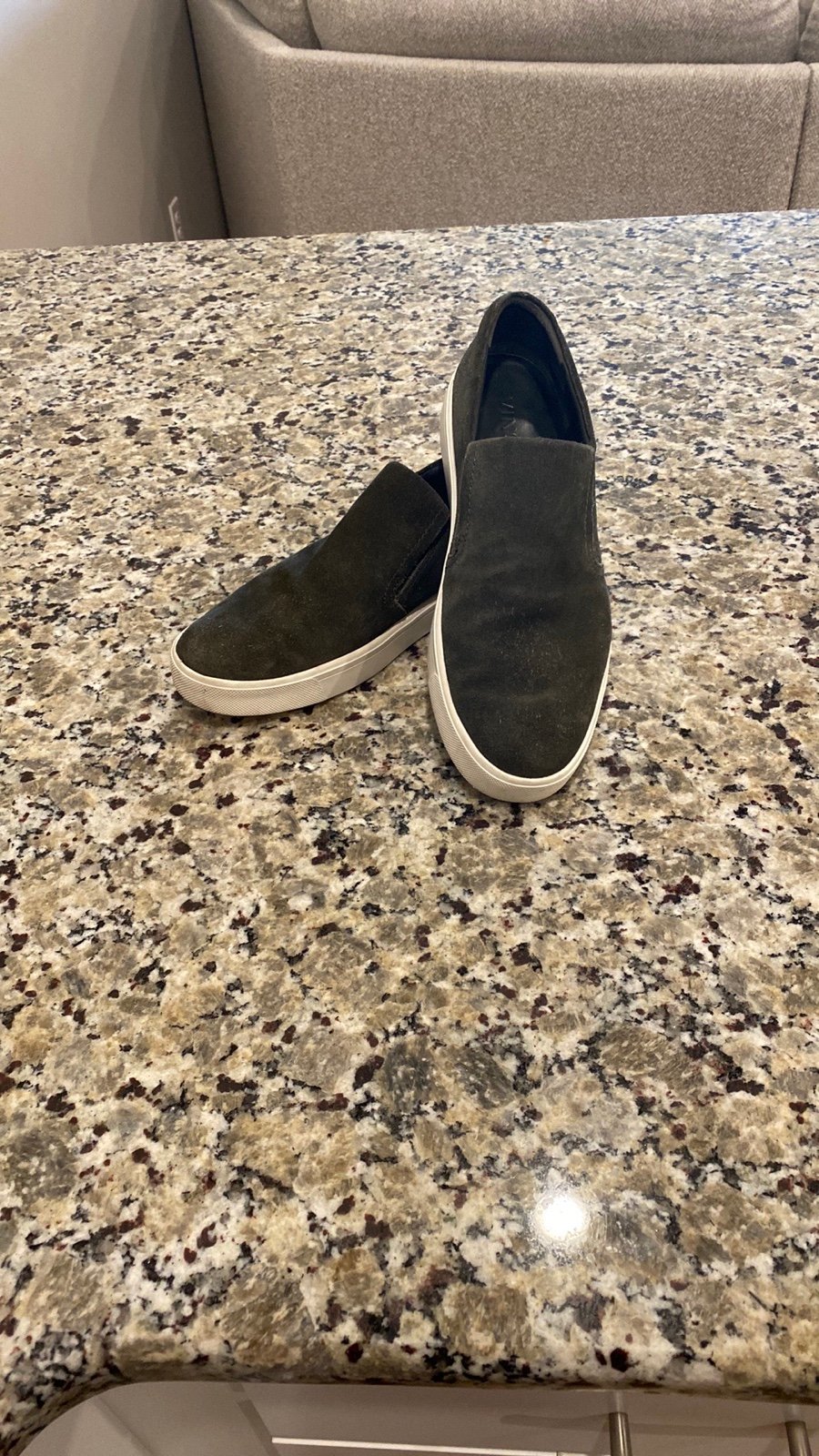 Vince leather suede green slip-on sneakers/ loafers