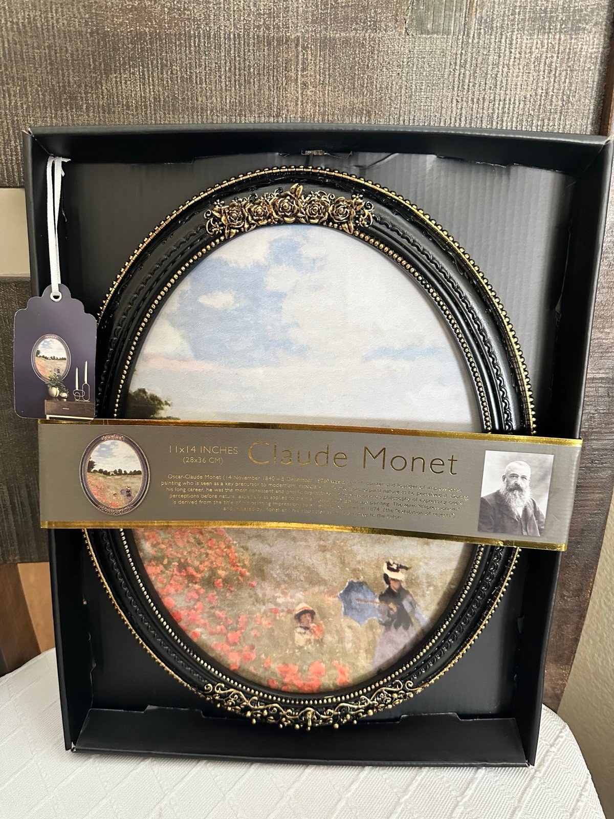 TikTok Viral Claude Monet Framed Wall Art - Oval Black/Gold Ornate Frame